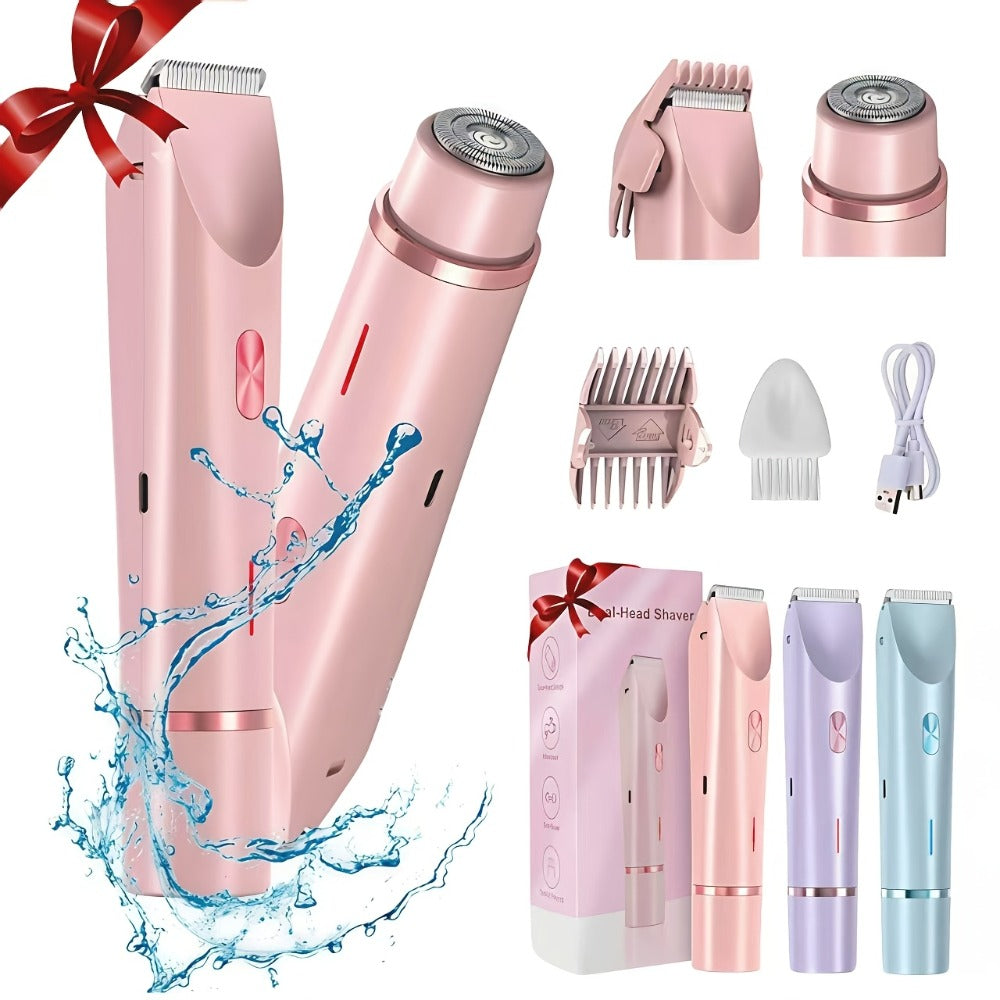 Women's Hair Trimmer 2-in-1 Bikini Trimmer & Electric Shaver - USB Rechargeable Dual Head Design