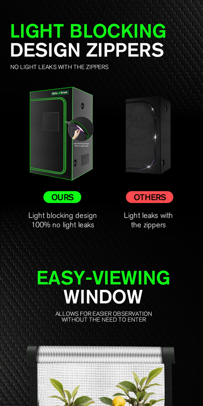 Grow Tent 1680D Thickened Mylar with Observation Window & Floor Tray, Pro-Grade Indoor Hydroponic Growing