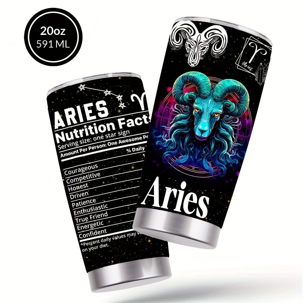 Insulated Tumbler 20oz Zodiac Sign 304 Stainless Steel with Lid, Straw and 12 Horoscope Options