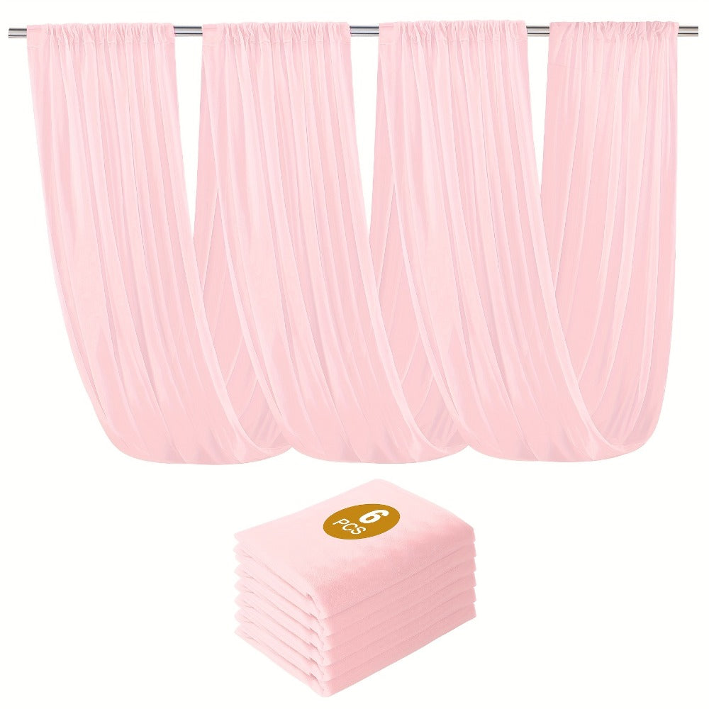 6-Pack Chiffon Ceiling Drapes for Wedding 63x118in – Sheer Polyester Backdrop Curtains with Rod Pockets for Wedding Arch, Party Stage