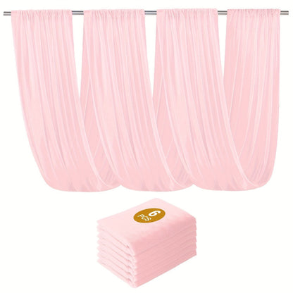 6-Pack Chiffon Ceiling Drapes for Wedding 63x118in – Sheer Polyester Backdrop Curtains with Rod Pockets for Wedding Arch, Party Stage