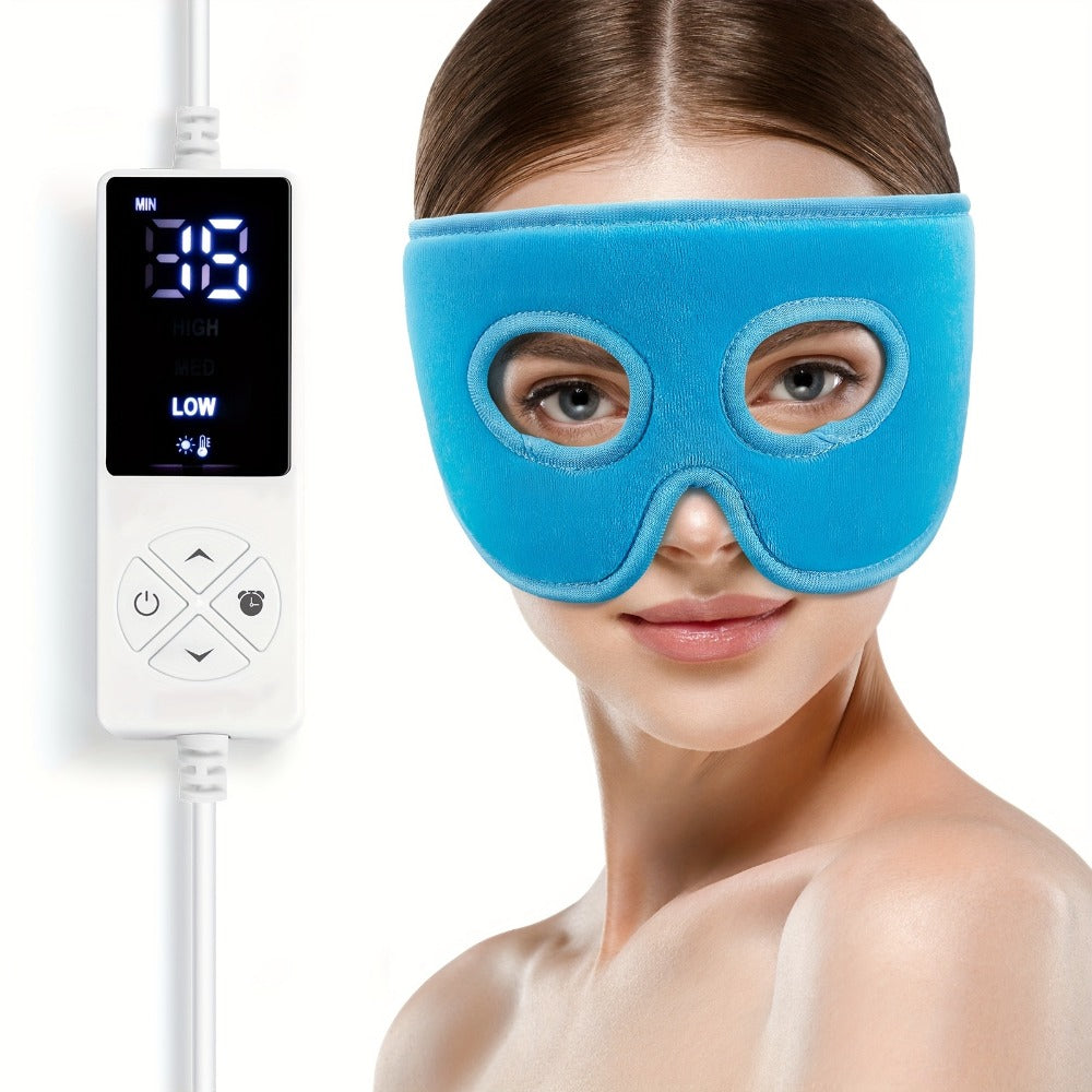 Heated Eye Mask Electric, Warm Compress for Tension & Eye, 3 Temperature 5 Timer Settings Extra Large Eye