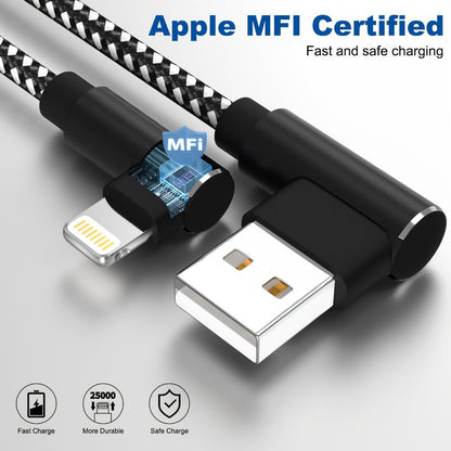 10ft Nylon Braided Lightning Cable 3-Pack MFi, USB-A to Lightning iPhone Charger Cord for iPhone 14 13 12 11 Pro Max XS XR X 8 7 SE