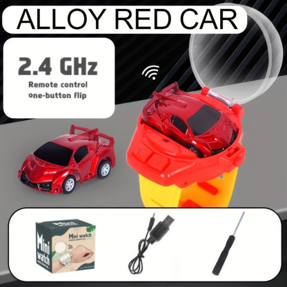 Alloy Metal RC Sports Car for Kids with Flashing LED Lights, 2.4GHz USB Rechargeable Push Button Remote Control Toy Car