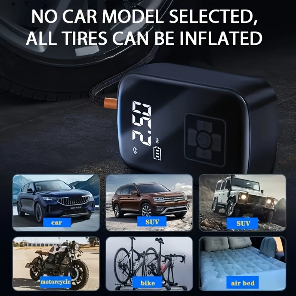 Portable Tire Inflator Air Compressor 150PSI 100W Cordless 4000mAh Digital Display 5 Modes USB-C Fast Charge for Car Motorcycle Bicycle Ball