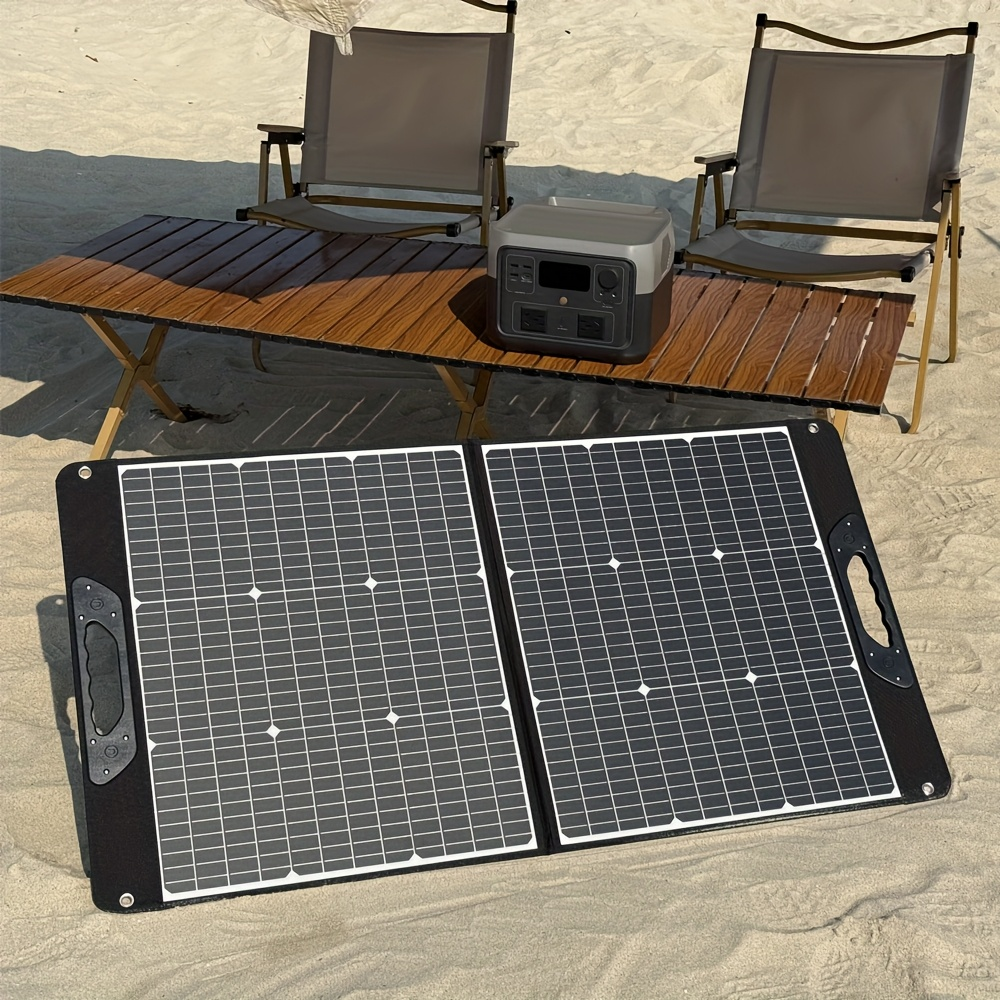 Foldable Solar Panel 200W 23.5% High Efficiency 20V Portable with 2 Brackets Solar Cable for Camping RV for Garden, Patio and Yard Use