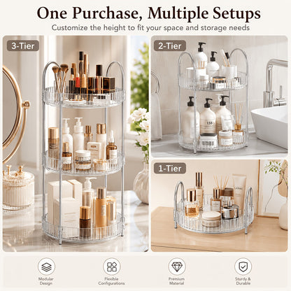 360 Rotating Makeup Organizer Skincare Storage Rack – Multi-Layer Detachable Cosmetic Organizer for Perfume, Lipstick, Skincare