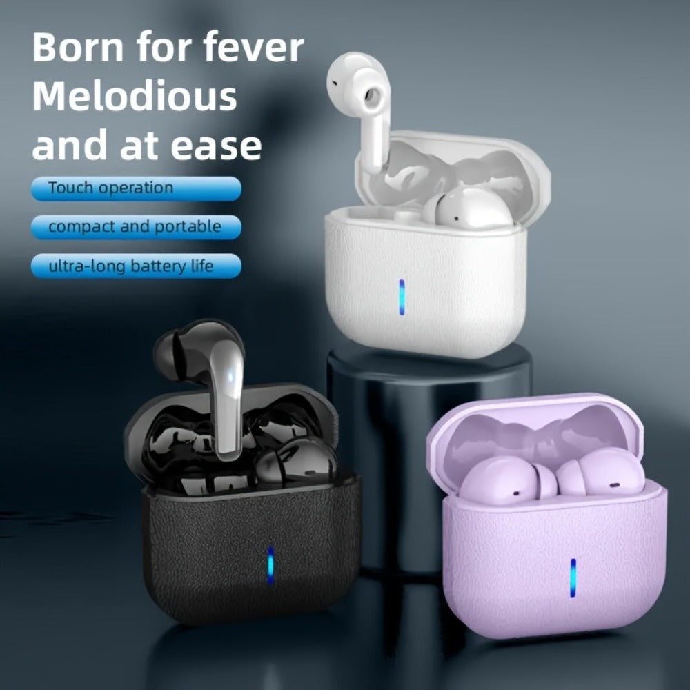 Bass Stereo Wireless Earphones Bluetooth 5.4, Playtime In-Ear Earbuds with Noise Cancelling Mic & LED Display