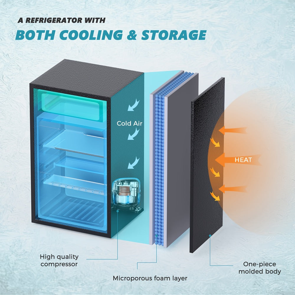 Mini Fridge with Freezer 1.7/3.5 Cu.Ft - Compact Refrigerator with Adjustable Thermostat, Energy Saving