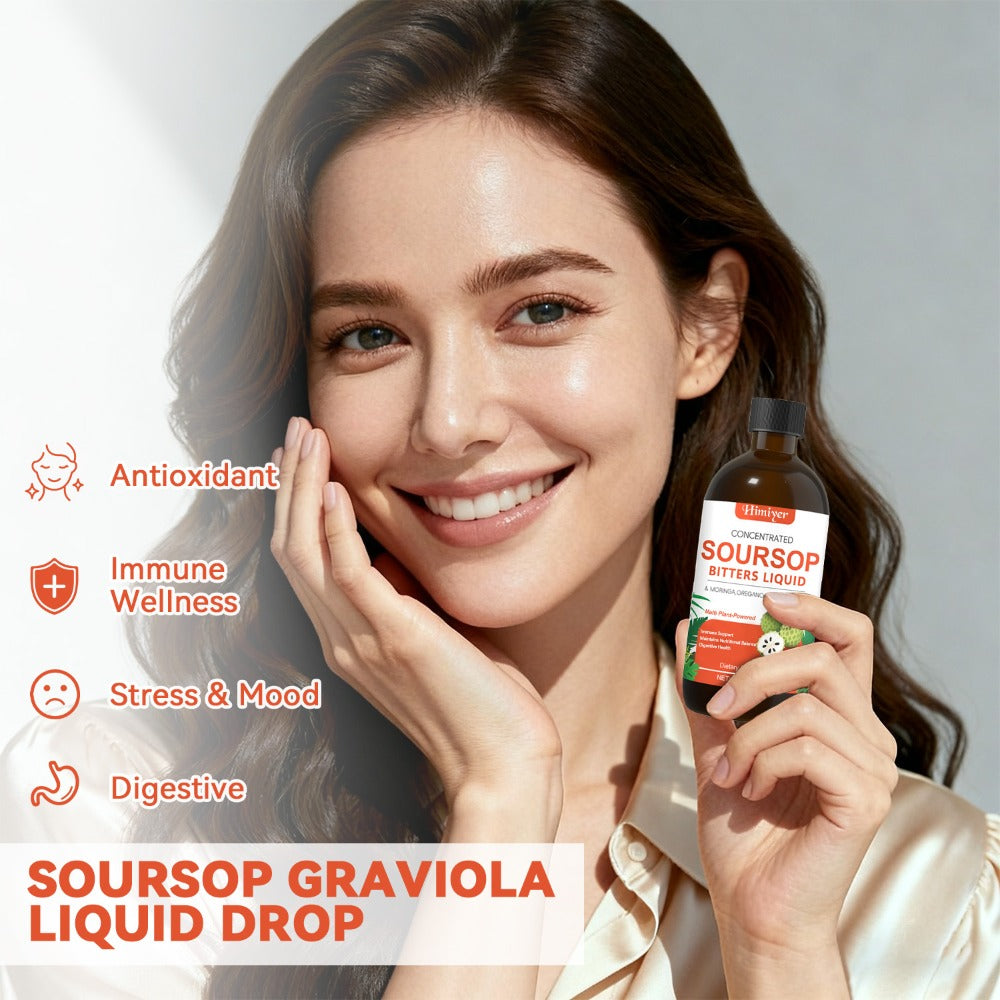 Soursop Bitters Liquid Herbal Supplement, Gut Health Support with Moringa, Oregano & Ashwagandha