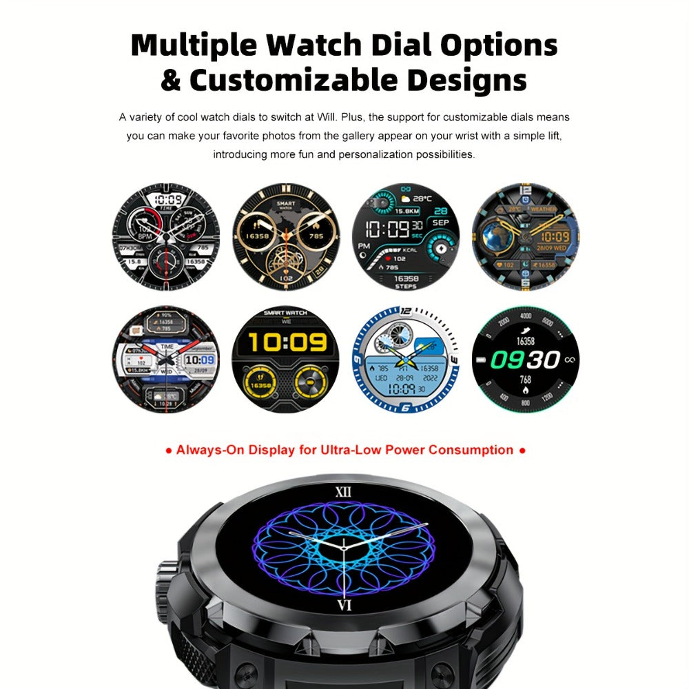 Smartwatch 2-in-1 with Built-In Earphones, 1.46 Inch IPS Touchscreen and 100 Sport Modes with Extra Strap