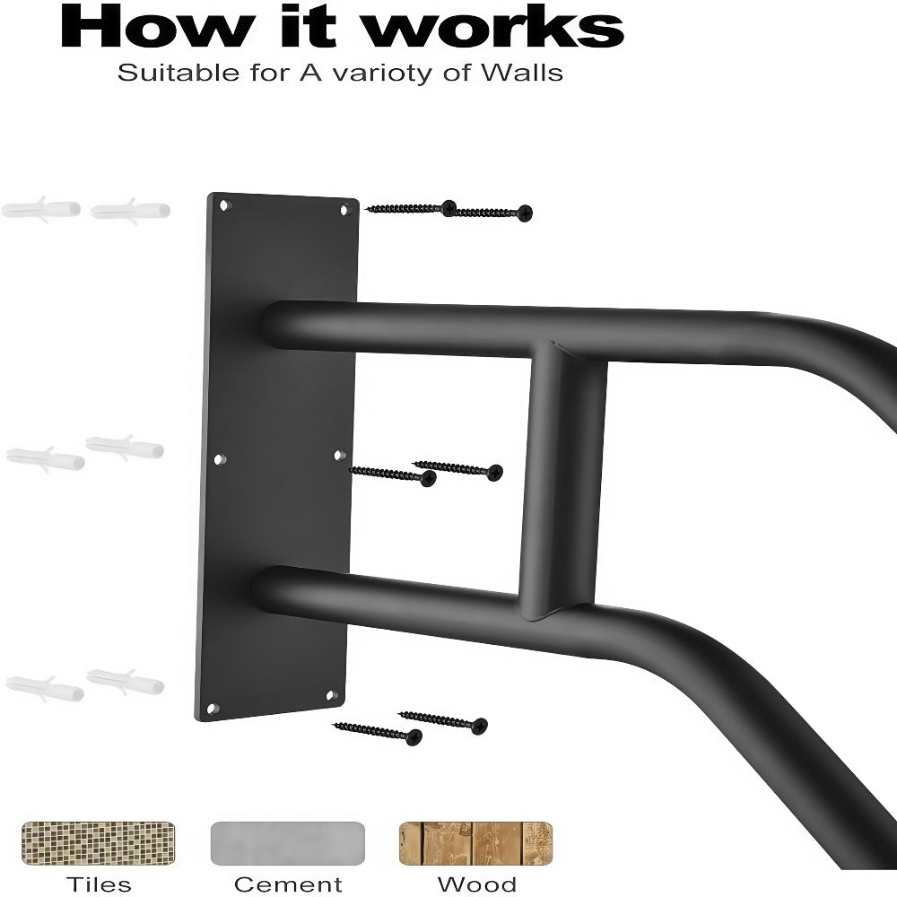 Stair Handrail Outdoor Anti-Slip Wall Mounted for 1-3 Steps, U-Shaped Carbon Steel Grab Bar for Porch