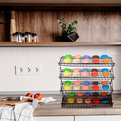 4-Tier Collapsible Cooling Rack Set with Muffin Cups – Metal Wire Baking Rack for Cookies Cakes for Grilling, Camping and Outdoor Meals