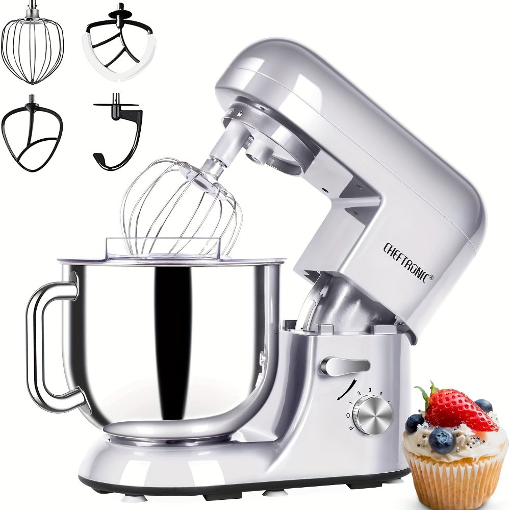 Electric Stand Mixer 7QT 650W, CHEFTRONIC Tilt-Head Dough Mixer with 6 Speeds, Dough Hook, Whisk & Beaters