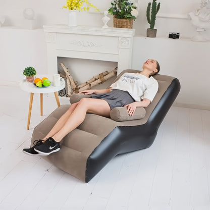 Portable S-Curve Inflatable Recliner Chair in Coffee Brown or Pink for Indoor and Outdoor Lounging