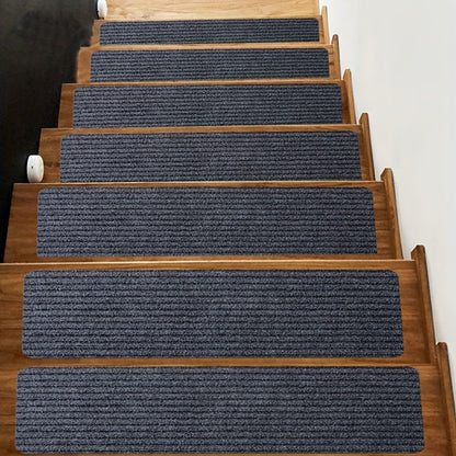 Stair Treads 15pcs 8"x30" Self-Adhesive Carpet Pads for Wooden Steps, Polyester Indoor Stair Mats for Safety