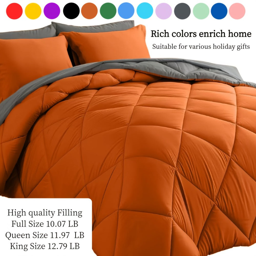 Comforter Set 7-Piece Bed in a Bag Queen King Full Soft Microfiber Down Alternative Comforter Fitted Sheet Flat Sheet Pillow Shams
