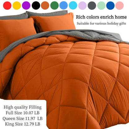 Comforter Set 7-Piece Bed in a Bag Queen King Full Soft Microfiber Down Alternative Comforter Fitted Sheet Flat Sheet Pillow Shams