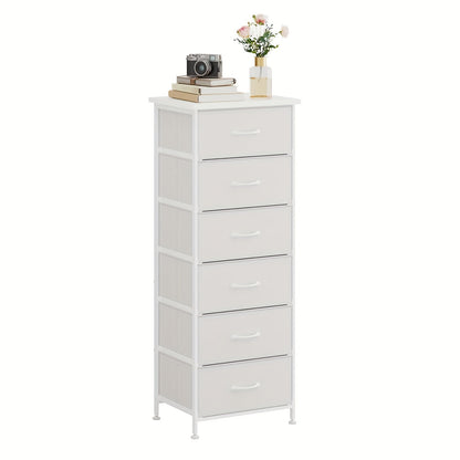 Tall Dresser with Fabric Drawers Storage Organizer 41-47 Inch 6 Drawer Chest for Bedroom Closet Entryway Clothing Storage 6 Colors