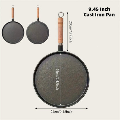 Cast Iron Skillet Non-stick Flat Pan 8.27/9.45/10.63 Inch for Pancakes Eggs & Crepes for Home Cooking, Dining and Outdoor Meals