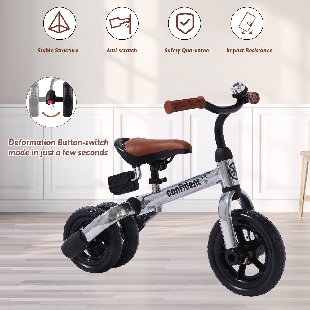 3-in-1 Kids Tricycle Balance Bike Carbon Steel Frame EVA Wheels Foldable with the Listed Color, Size or Set Options for Everyday Use