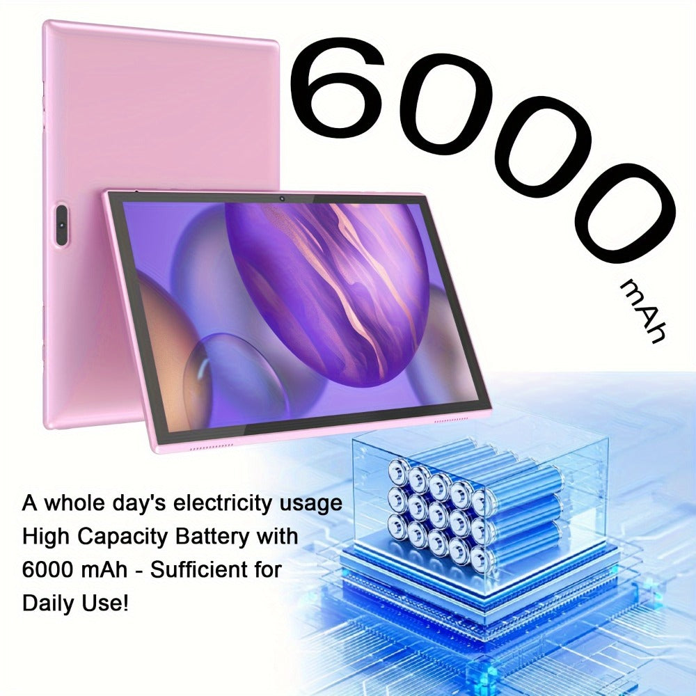 Android Tablet 10.1-Inch with Android 14, 6GB Total RAM, 32GB Internal Storage, WiFi 6 and 6000mAh Battery