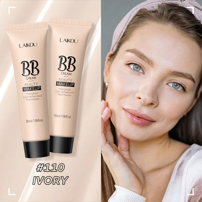 BB Cream 2 Pcs Set Waterproof, Pore-Minimizing Full Coverage Foundation with Blemish Concealer & Glycerin Hydration