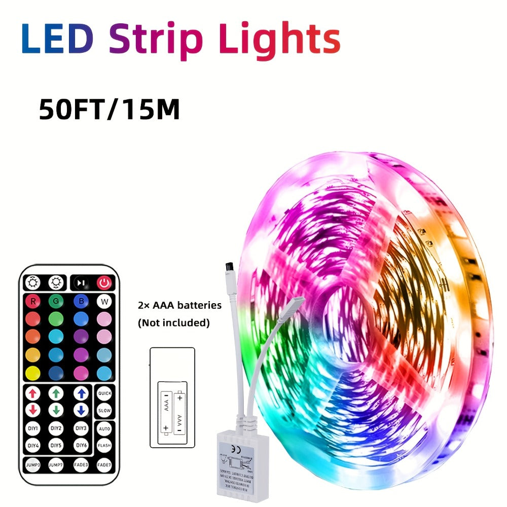 50FT or 100FT RGB LED Strip Light with 44-Key Remote, 20 Colors and Eight Modes for Room and Event Decor