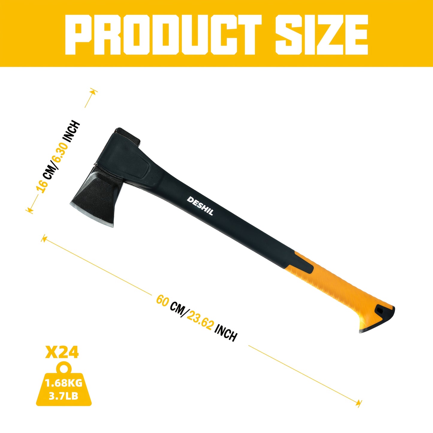 Carbon Steel Camping Hatchet Wood Splitting Axe – Teflon-Coated Forged Steel Blade, Shock-Absorbing Fiber Handle, Anti-Rust & Non-Slip