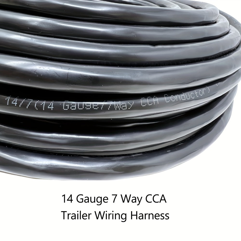 7-Way Trailer Wire 14 Gauge CCA 7 Conductor Color-Coded Heavy Duty Wiring Harness for Trailer RV Camper – 50FT or 100FT