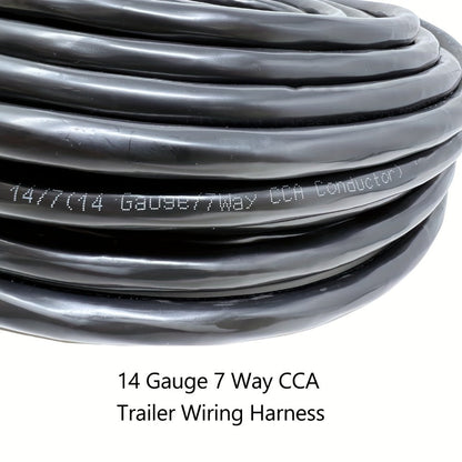 7-Way Trailer Wire 14 Gauge CCA 7 Conductor Color-Coded Heavy Duty Wiring Harness for Trailer RV Camper – 50FT or 100FT