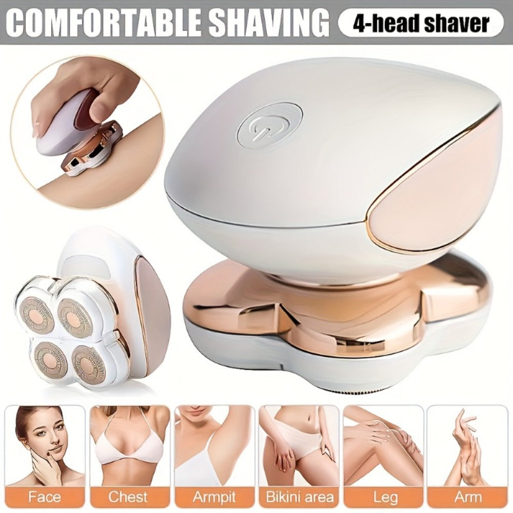 Electric Shaver 4-in-1 Women’s Rotary Grooming Kit with USB Charging and Wet/Dry Use for Listed Areas