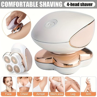 Electric Shaver 4-in-1 Women’s Rotary Grooming Kit with USB Charging and Wet/Dry Use for Listed Areas
