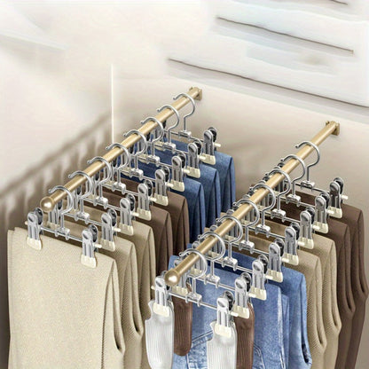 Metal Clamp Clothes Hangers, 10-Piece Set in White, Gray or Black with Twin Clips for Pants, Skirts or Boots