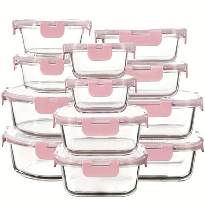 Glass Food Storage Containers with Airtight Lids – Borosilicate Glass Meal Prep Containers Set, Microwave Dishwasher Freezer Safe