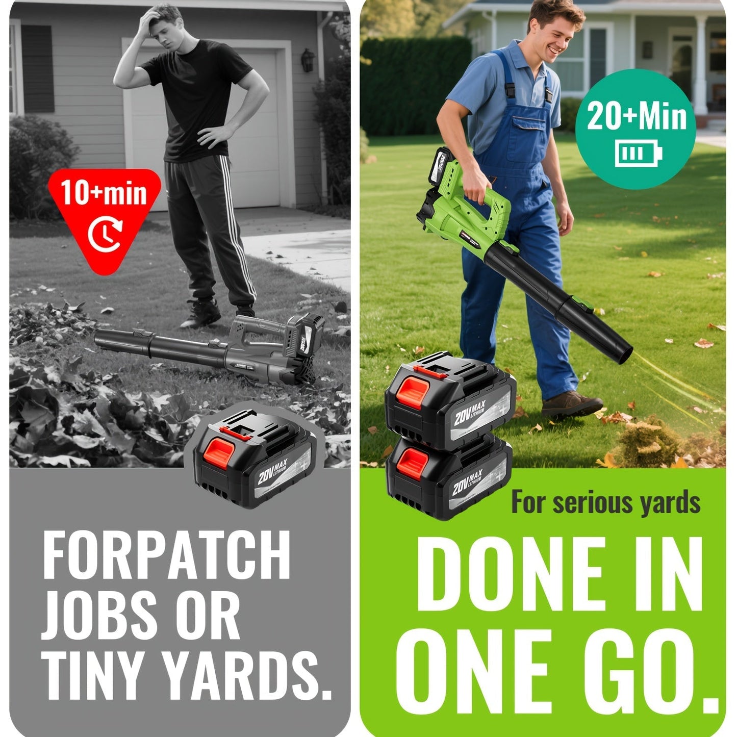 Cordless Leaf Blower, Battery Powered Lawn Yard Snow Pet Hair for Garden, Patio and Yard Use