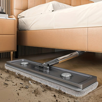 Flat Mop and Bucket System with Washable Reusable Microfiber Pads Dual Bucket Wringer Wet Dry Floor Mop for Hardwood Tile Marble Wall