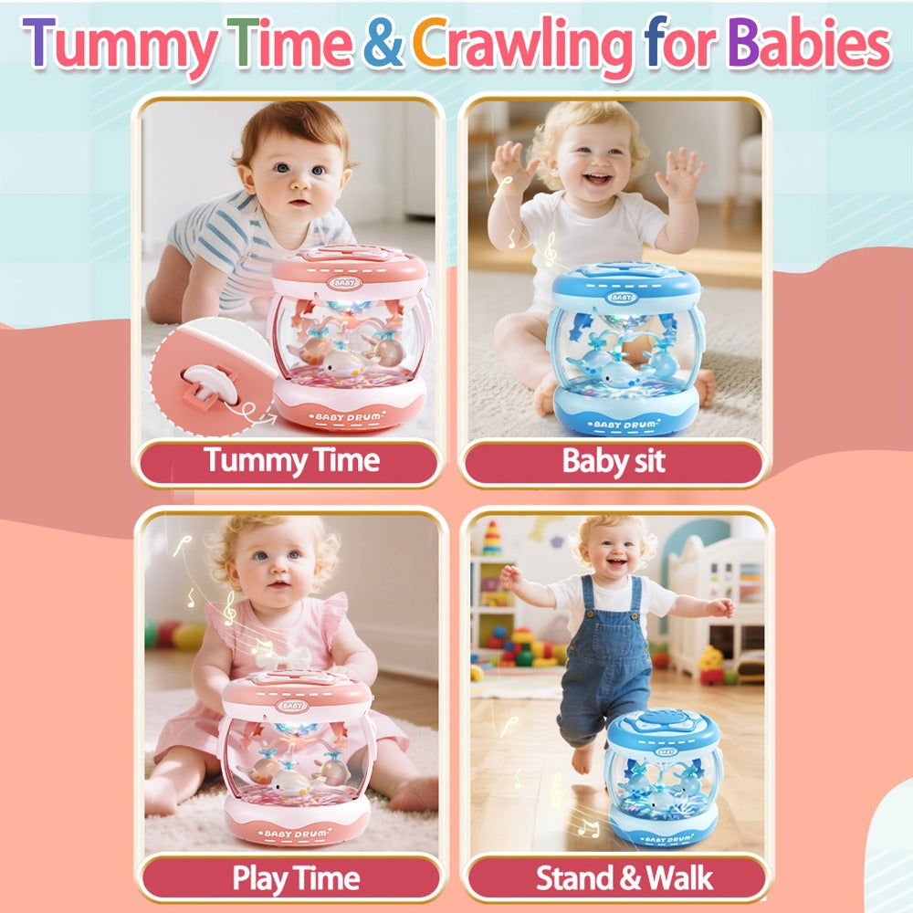 Baby Rotating Projector Music Toy 3 Months+, Interactive Animal Sounds & Lights, Multi-Functional Sensory Learning Toy for Infants