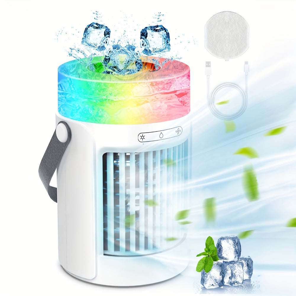 Portable Mini Air Conditioner Fan, Personal Evaporative Cooler with 3-Speed Settings & Timer, Quiet Desktop Cooling Fan for Room
