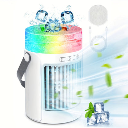 Portable Mini Air Conditioner Fan, Personal Evaporative Cooler with 3-Speed Settings & Timer, Quiet Desktop Cooling Fan for Room