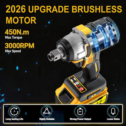 Cordless Impact Wrench 21V Brushless Electric Drill Set with 4000mAh Battery, Toolbox & Full Accessories