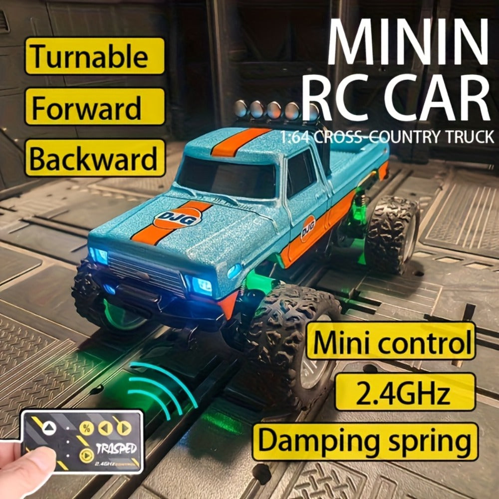 1:64 Scale Mini RC Car Alloy Off-Road Truck with Shock Absorbers – Pocket-Sized Remote Control Car for Boys Ages 6 7 8 9 10