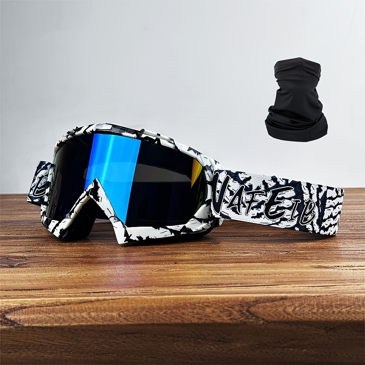 Ski Goggles Set with Black Headband – TPU Frame PC Lens Mirror Coating, Thick Foam Pad, Adjustable Strap, 28+ Color Styles