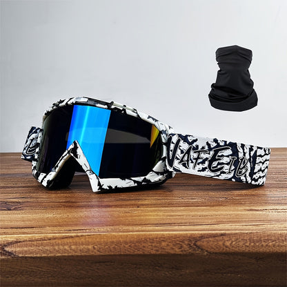 Ski Goggles Set with Black Headband – TPU Frame PC Lens Mirror Coating, Thick Foam Pad, Adjustable Strap, 28+ Color Styles
