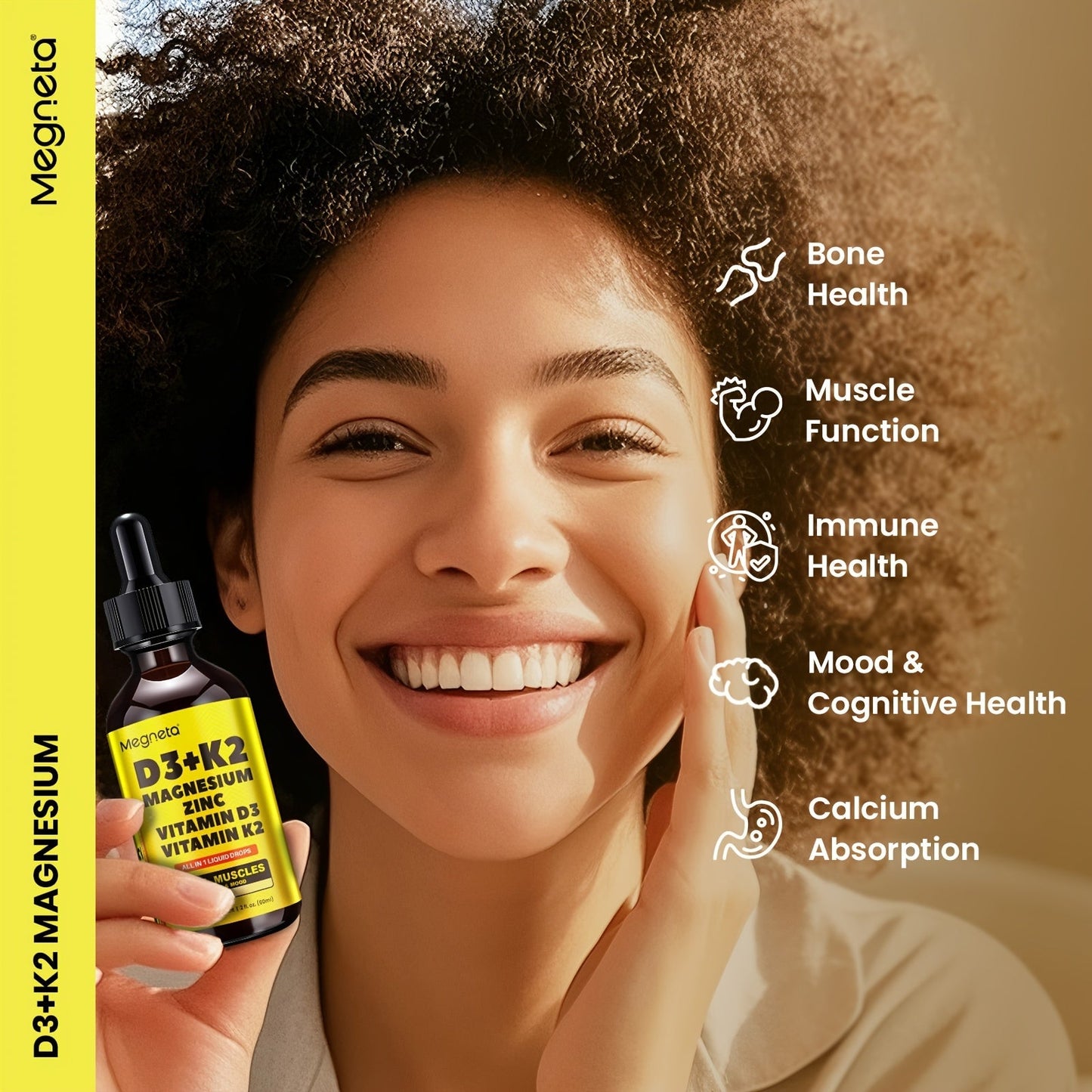 Vitamin D3 Liquid Drops 10000 IU with K2 MK-7 120mcg Magnesium Zinc Vitamin B2 for Bath Time, Home Spa and Personal Care