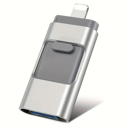 USB Flash Drive 4-in-1 USB 3.0 Multi-Port Memory Stick with 128GB or 256GB Capacity and Sliding Connector Design
