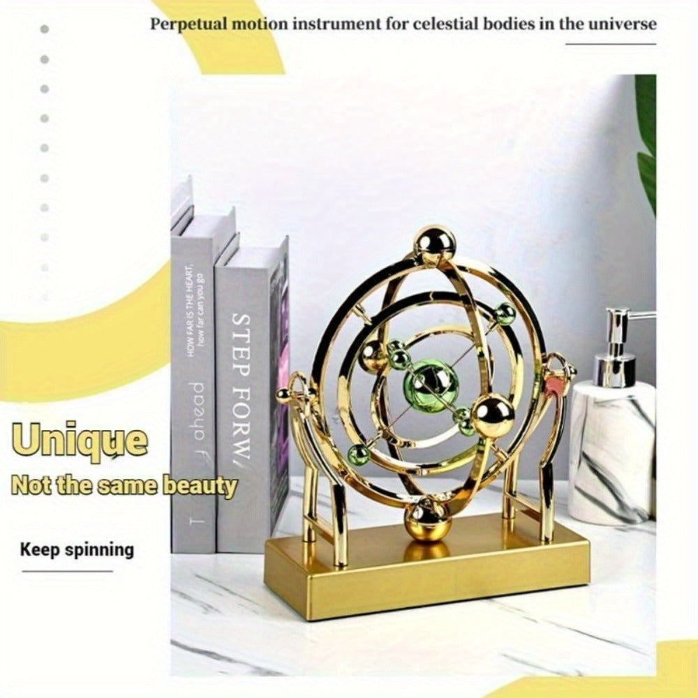 Perpetual Motion Pendulum Desk Decor - Cosmic Swing Solar System Planets Atomic Model Science for Entryways, Bedrooms and Living Spaces