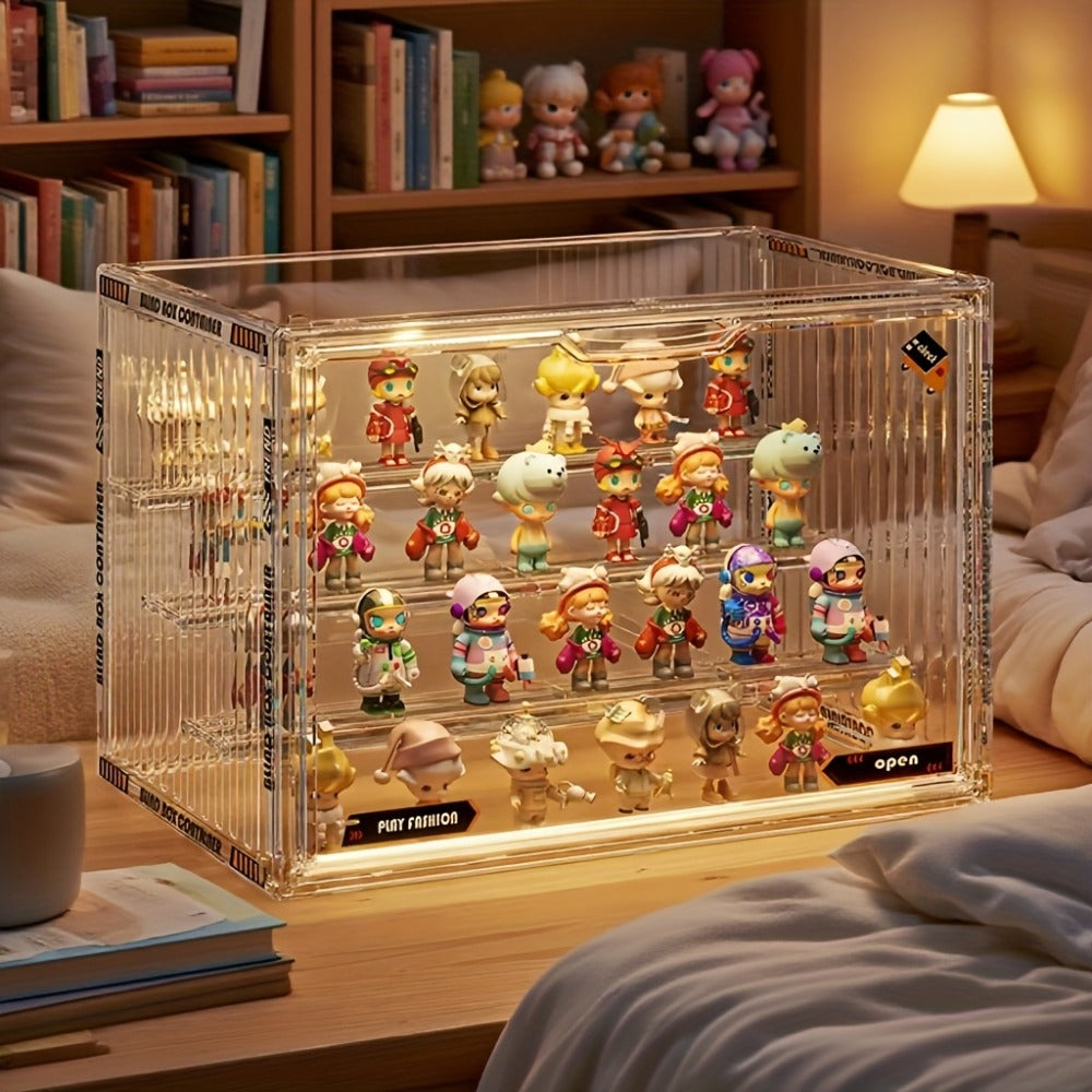 4-Tier Acrylic Figure Display Case with Magnetic Design – Clear Collector Showcase Box for Action Figures Dolls Funko Pop Anime Desktop