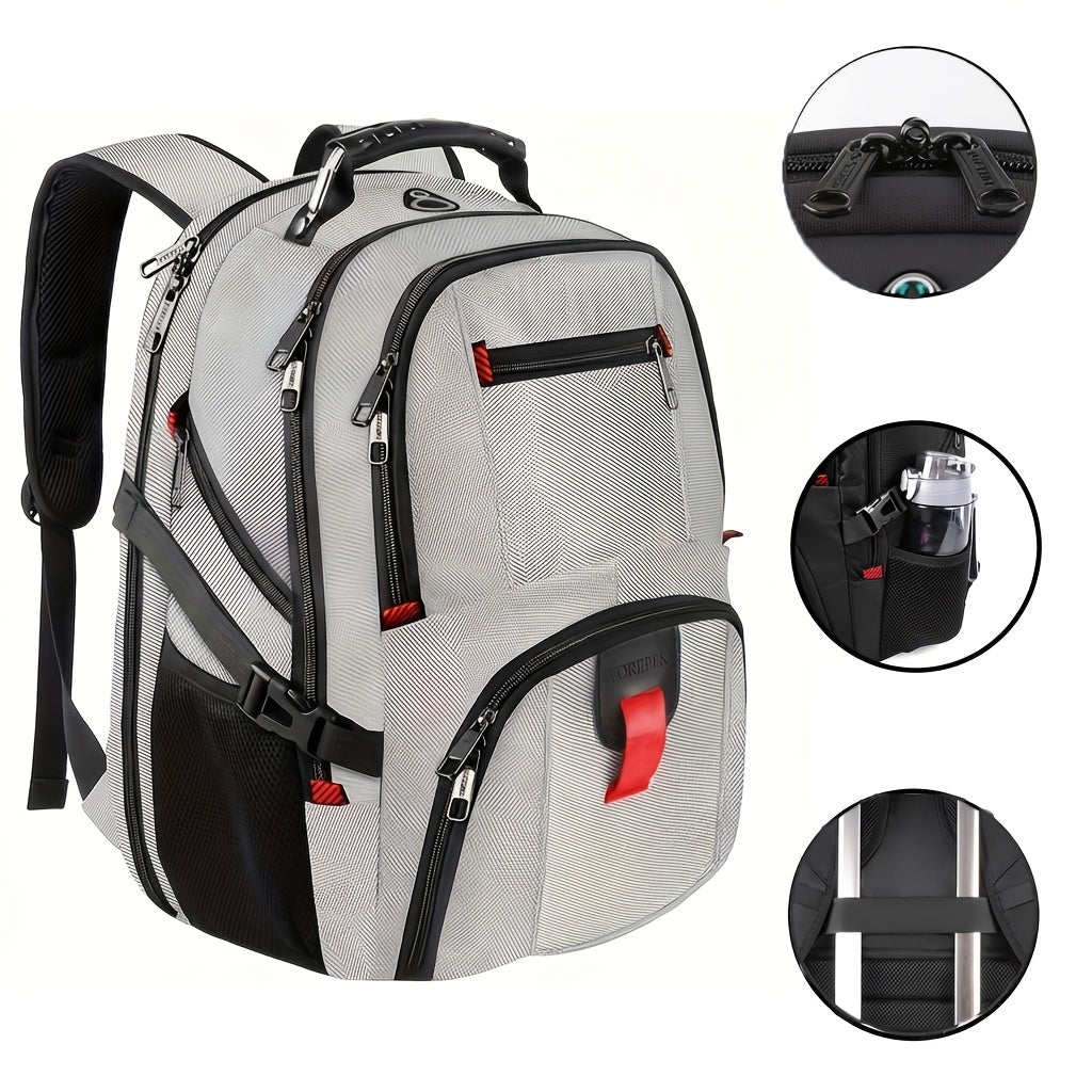 Large Laptop Backpack 50L – Fits 17 Inch Computer, Airline Approved Carry On, 3-Compartment Travel & College Backpack for Men Women | 8
