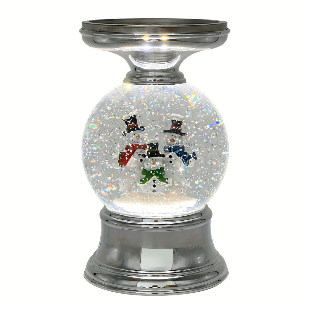 Snowman Water Globe Candle Holder Pedestal Compatible with Bath & Body Works 3-Wick Candles – Winter Christmas Centerpiece Table Decor